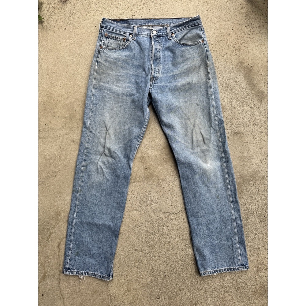 Vintage Levi's 501xx 32x31 Denim Jeans Distressed 90s Medium Wash